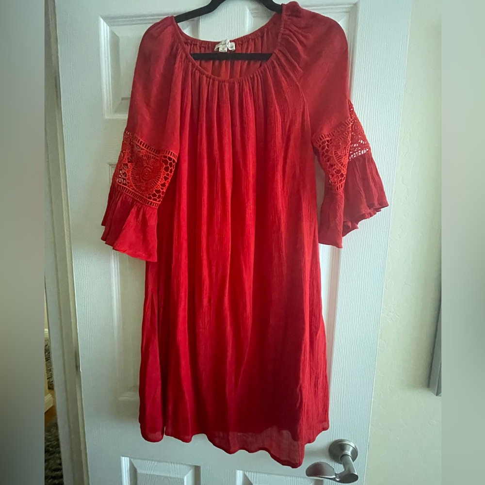 Indigo Rose Bell Sleeve Shift Dress - Size Medium